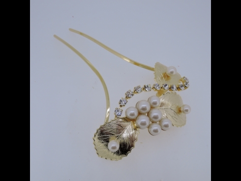 パ－ル付金属かんざし　ｺﾞ-ﾙﾄﾞ