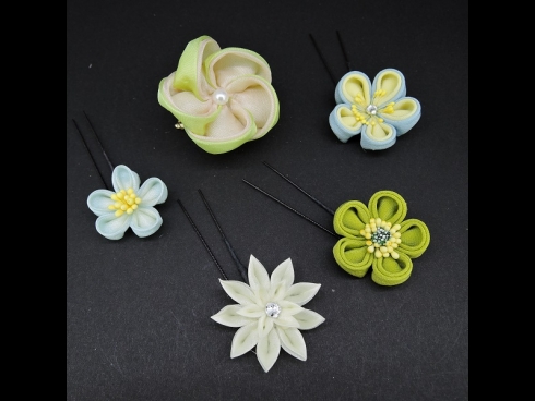 つまみミニコームミニピン5点セット　オフホワイト