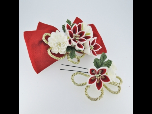 つまみ細工リボンコ－ム＆ミニフラワーセット