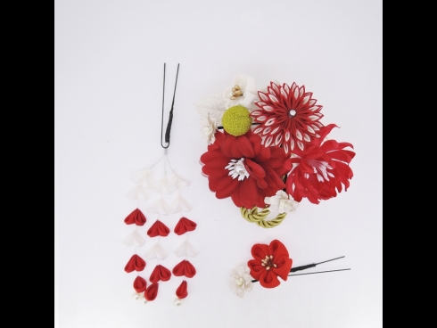 フラワ－コ－ム＆ミニフラワ－3点セット 赤