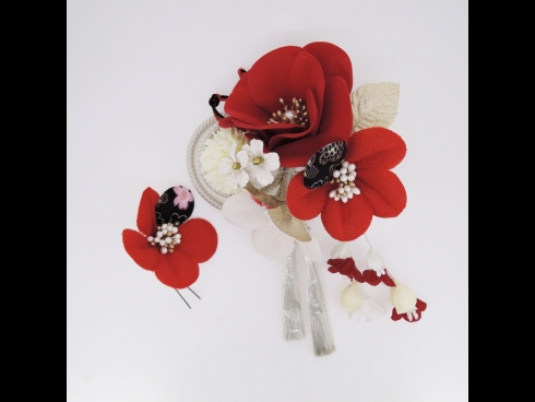 フラワ－コ－ム＆ミニフラワ－2点セット　赤