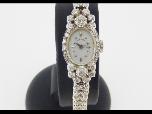 ハミルトン　k14ＷＧ無垢ダイヤモンド時計