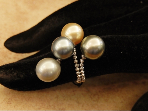 K18WG　南洋珠リング