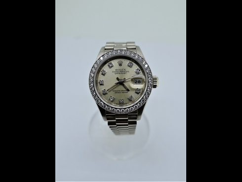 ロ－レックス　K18WGデイトジャストダイヤモンドウオッチ（USED)