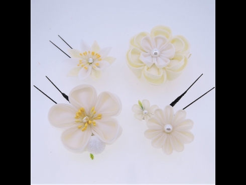 ミニフラワー4点セット　オフホワイト