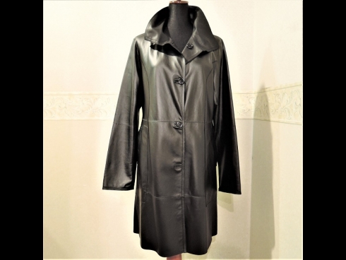 ラムレザ－1枚仕立てリバ－シブルコ－ト（フ－ドなし・ブラック）