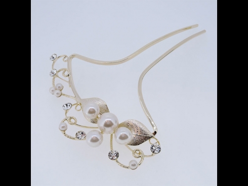 パール付金属かんざし　ゴールド