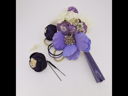 フラワ－コ－ム＆ミニフラワ－2点セット　ムラサキ
