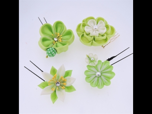 ミニフラワー4点セット　グリ－ン