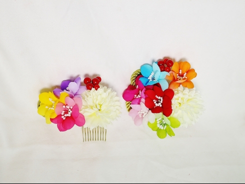 カラフルフラワーコーム　２点セット