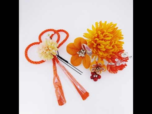 フラワ－コ－ム＆ミニフラワ－2点セット　オレンジ