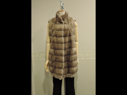 ミンク/カシミアリバ－シブルベスト（M、75cm丈）