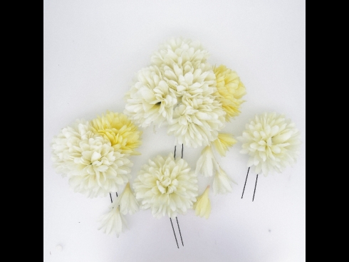 フラワー　Ｕピン４本セット(白×黄)