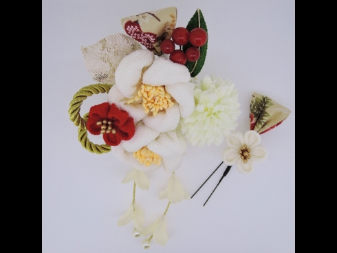 フラワ－コ－ム＆ミニフラワ－2点セット　白/白