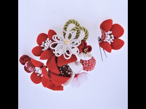 フラワーコーム＆ミニフラワー2点セット　赤