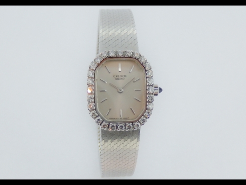 SEIKO CREDOR　K18WG無垢ダイヤモンドウォッチ　　（USED)