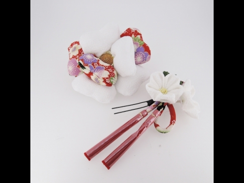 ちりめん細工フラワ－コ－ム＆お花かんざしセット