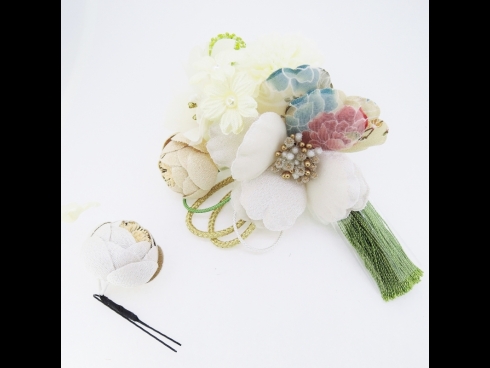 フラワ－コ－ム＆ミニフラワ－2点セット　白