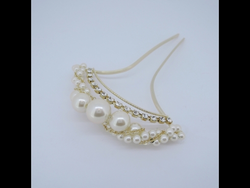 パ－ル付金属かんざし　ゴールド