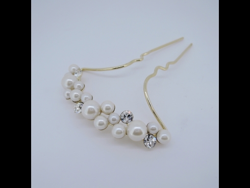 パ－ル付金属かんざし　ゴールド