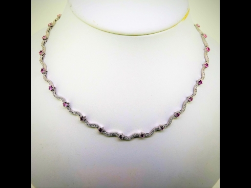 K18WGサファイア(3.68ct)ダイヤモンド(1.68ct)ネックレス