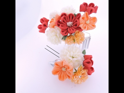 フラワ－コ－ム＆ミニフラワ－2点セット　オレンジ