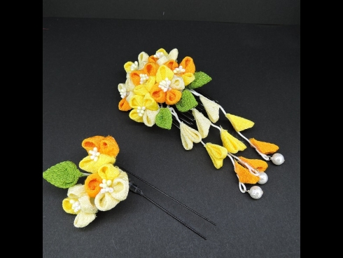 ちりめんつまみコ－ム・ミニ2点セット　イエロ－