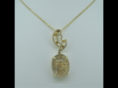 K18ルチルクォーツ（中石23.98ct・脇石0.33/0.24）ネックレス
