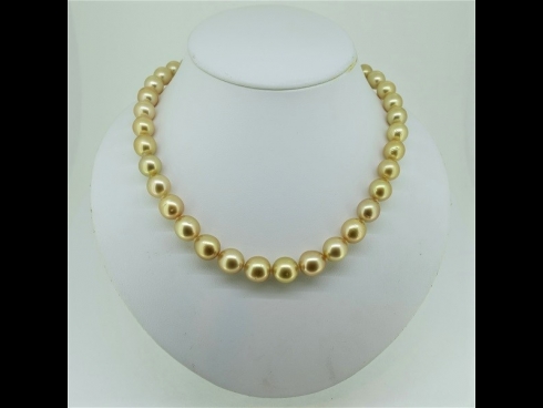 南洋ゴ－ルデン真珠ネックレス　11.8mm-9.1mm