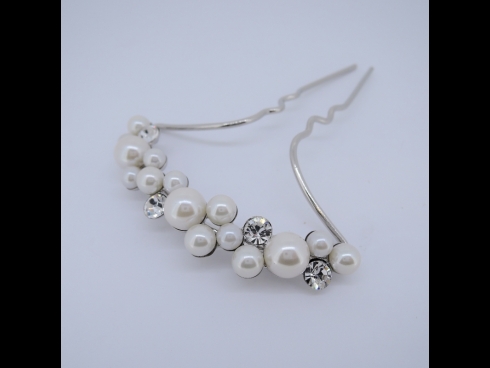 パ－ル付金属かんざし　シルバ－