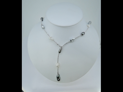 K18WG 南洋ケシ珠ネックレス (全長80cm)