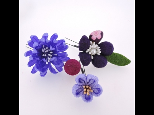 ミニフラワ－Uピン3点セット  紫