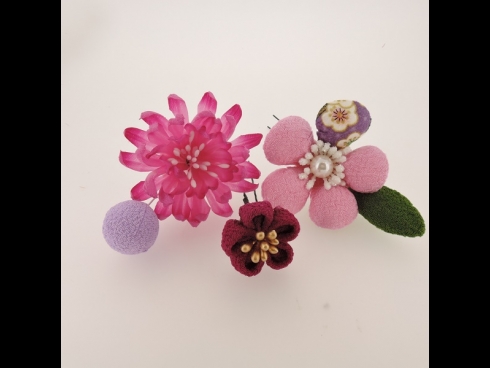 ミニフラワ－Uピン3点セット　 薄紫