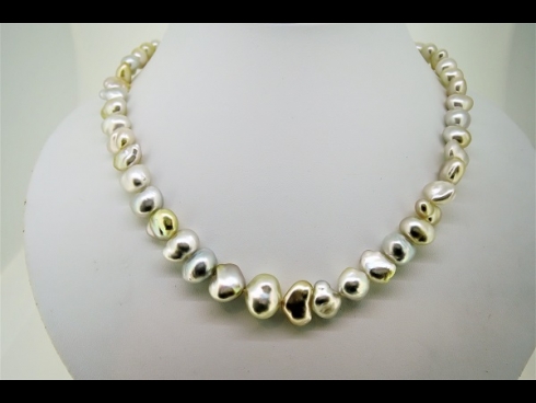 K14WG天然ケシ真珠ネックレス