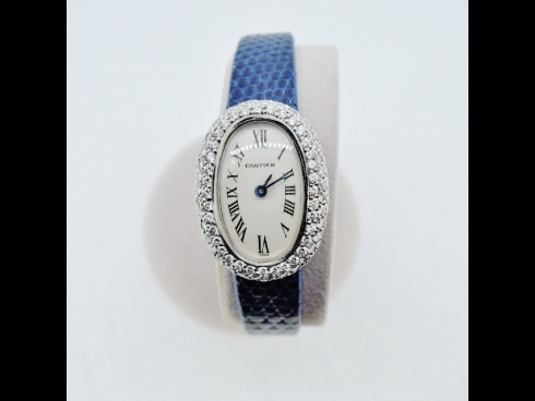 カルティエ　K18WGベニュワールダイヤ時計　　（USED)