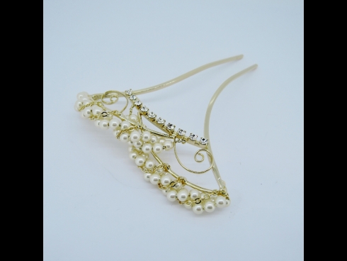 パ－ル付金属かんざし　ゴールド