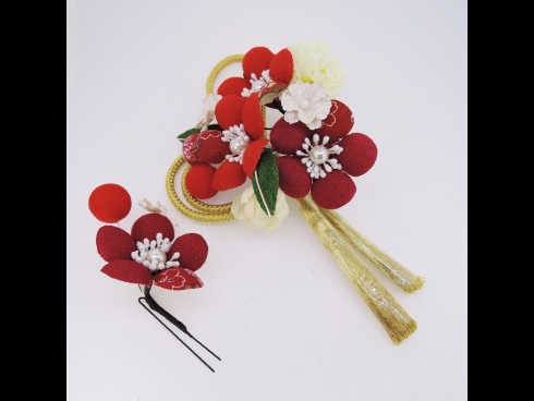 フラワ－コ－ム＆ミニフラワ－2点セット　赤