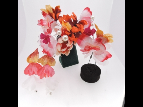 フラワーとパール　下がり付コーム2点セット