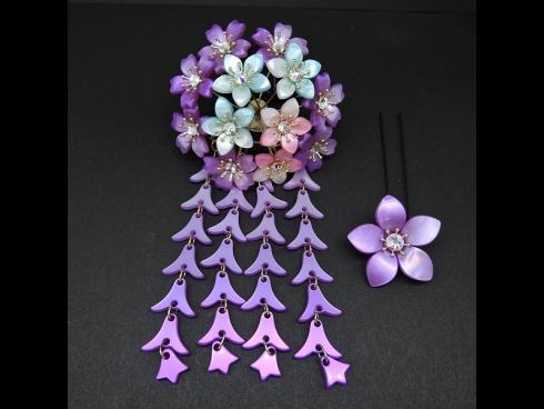 舞子かんざし(コーム）2点セット　パープル