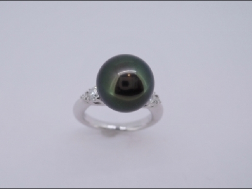 Pt 南洋黒蝶パール(11mm)リング