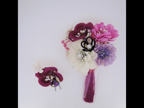 フラワ－コ－ム＆ミニフラワ－2点セット　ワイン