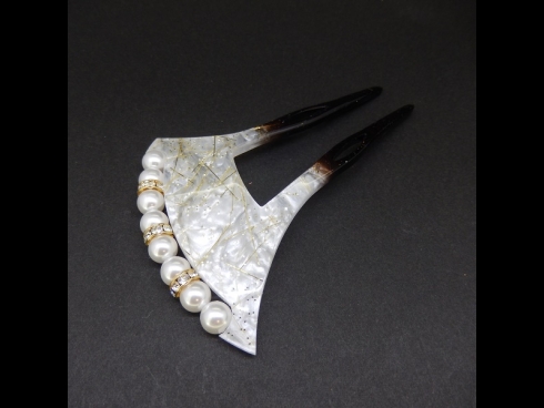 金糸白パ－ルかんざし（中）