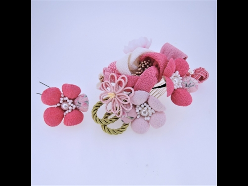 フラワーコーム＆ミニフラワー2点セット　ピンク
