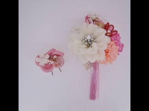 フラワ－コ－ム＆ミニフラワ－2点セット　うすピンク