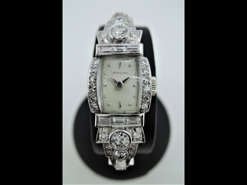 ハミルトン Pt900無垢ダイヤモンドウオッチ（アンティ－ク）
