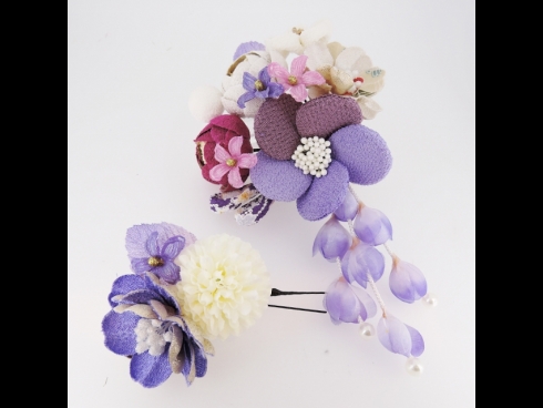 つまみ細工つばきフラワ－コ－ム花下がり＆ミニフラワーセット