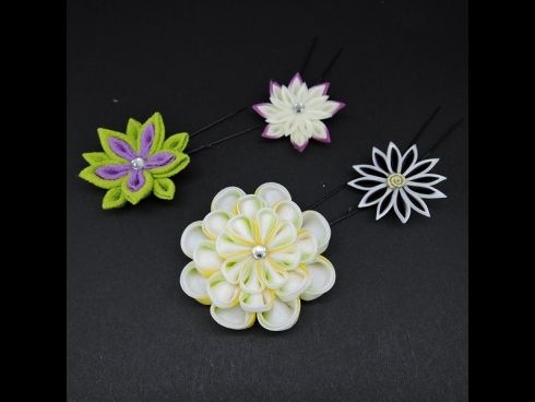 つまみミニピン4点セット　グリ－ン