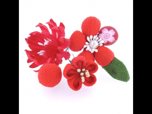 ミニフラワ－Uピン3点セット　赤