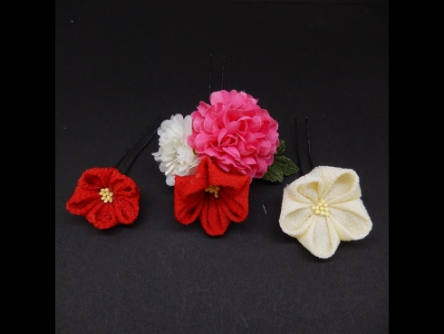つまみミニフラワー3点セット ピンク