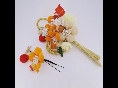 フラワ－コ－ム＆ミニフラワ－2点セット　オレンジ